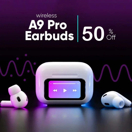 A9 Pro ANC AirPods with Display Screen | Bluetooth 5.4 Wireless Earbuds