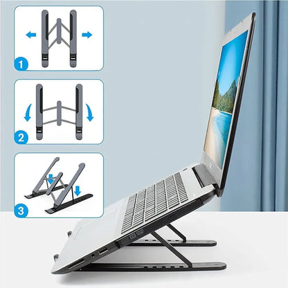 Plastic Foldable & Portable Laptop Stand | Adjustable Ergonomic Design for Comfort & Cooling