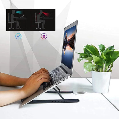 Plastic Foldable & Portable Laptop Stand | Adjustable Ergonomic Design for Comfort & Cooling