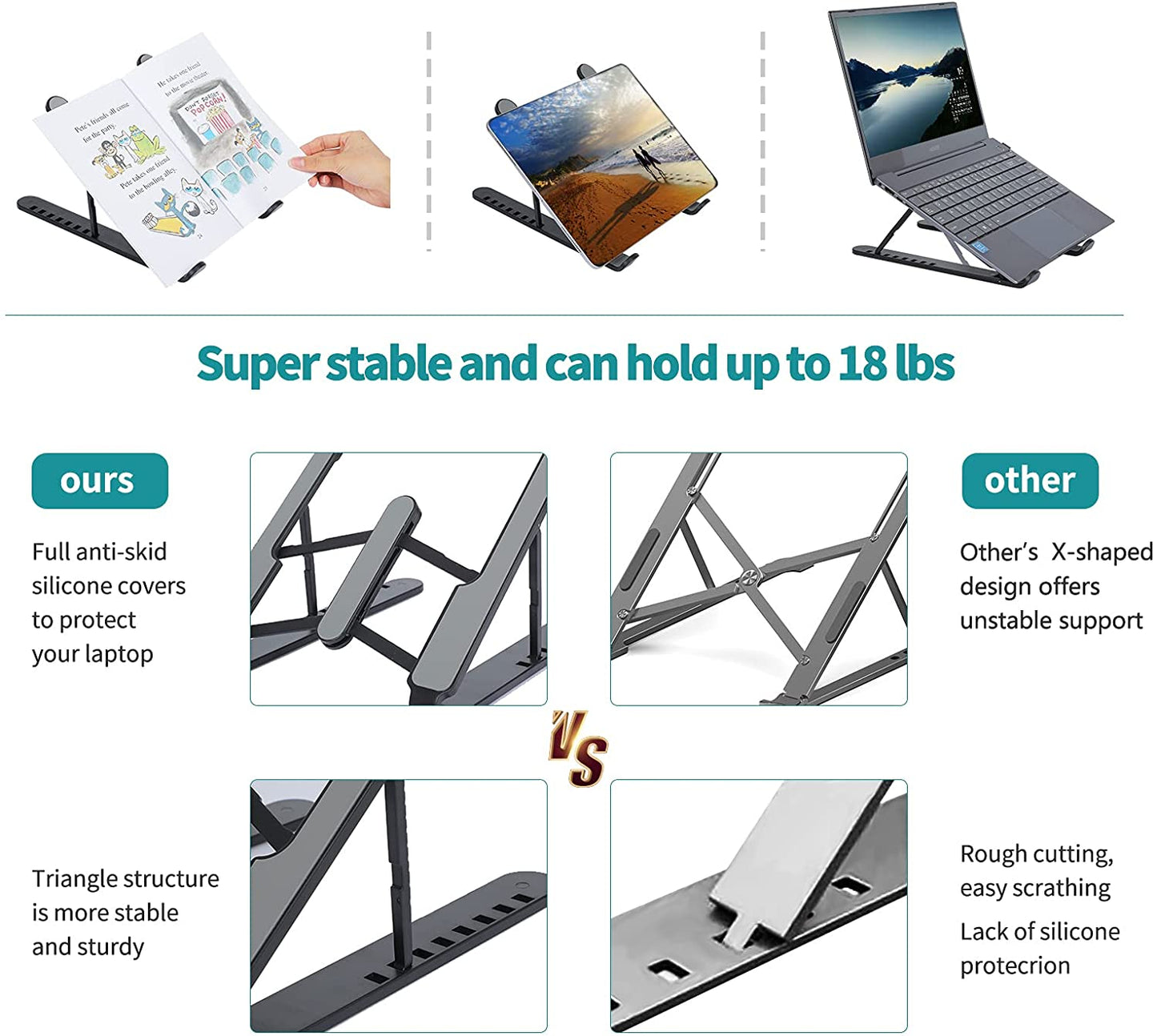 Plastic Foldable & Portable Laptop Stand | Adjustable Ergonomic Design for Comfort & Cooling