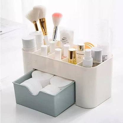 Plastic Makeup Organizer with Drawer | Desktop Cosmetics Storage Box & Desk Organizer