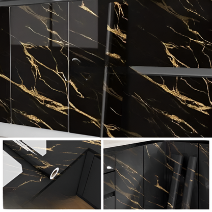 Marble Sheet Sticker | Black & Gold | Self-Adhesive PVC | 60 x 200 cm