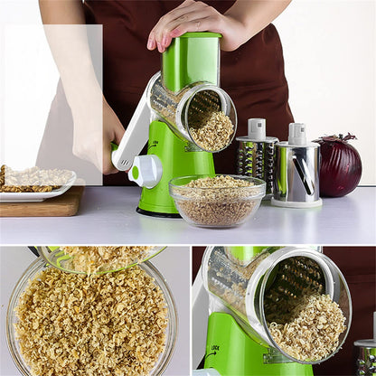 Multi-Functional Tabletop Drum Grater | Manual Vegetable Cutter, Slicer & Shredder