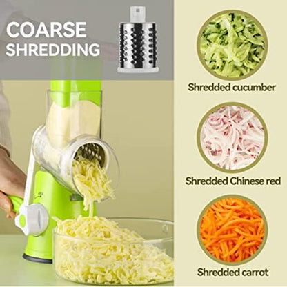 Multi-Functional Tabletop Drum Grater | Manual Vegetable Cutter, Slicer & Shredder