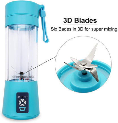 Portable 6-Blade USB Rechargeable Juicer/Blender | Travel-Friendly, Powerful & Easy to Clean