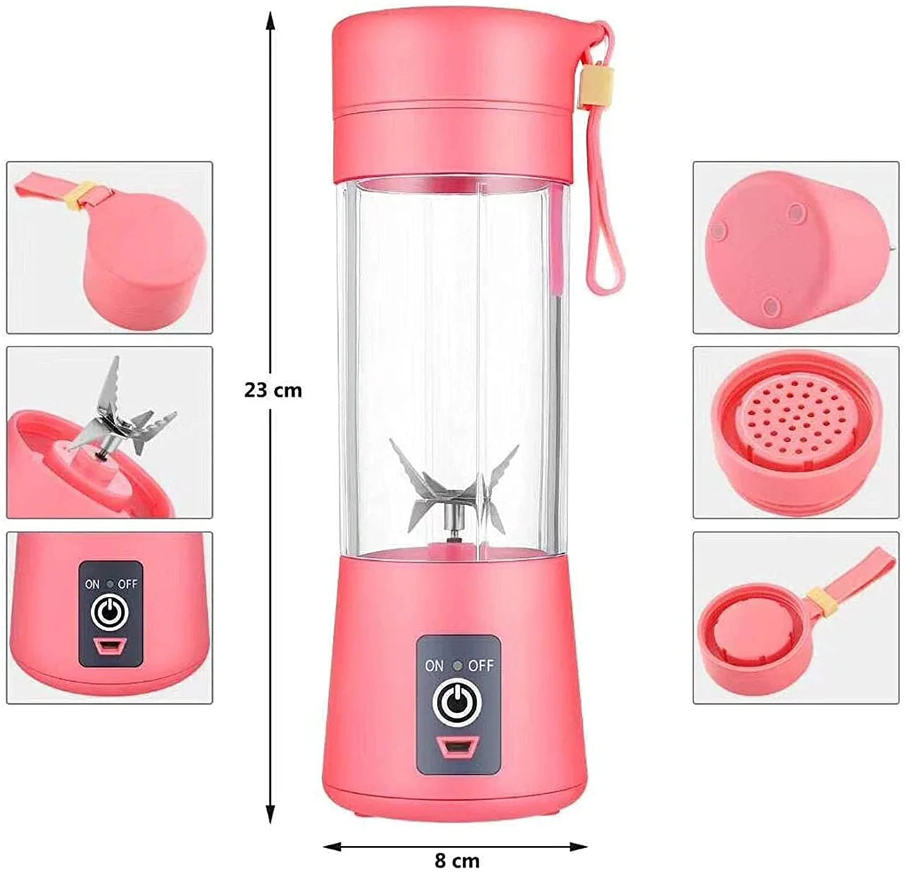 Portable 6-Blade USB Rechargeable Juicer/Blender | Travel-Friendly, Powerful & Easy to Clean